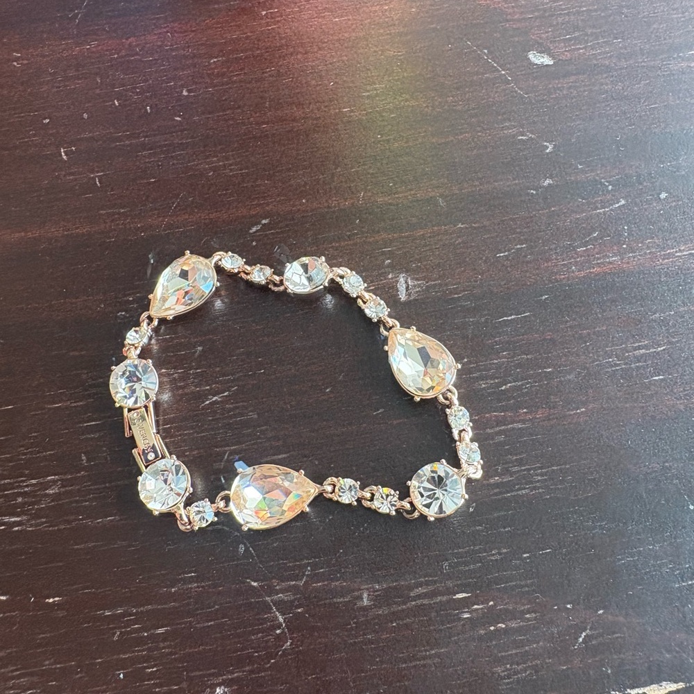 Gold and Silver Crystal Teardrop Bracelet